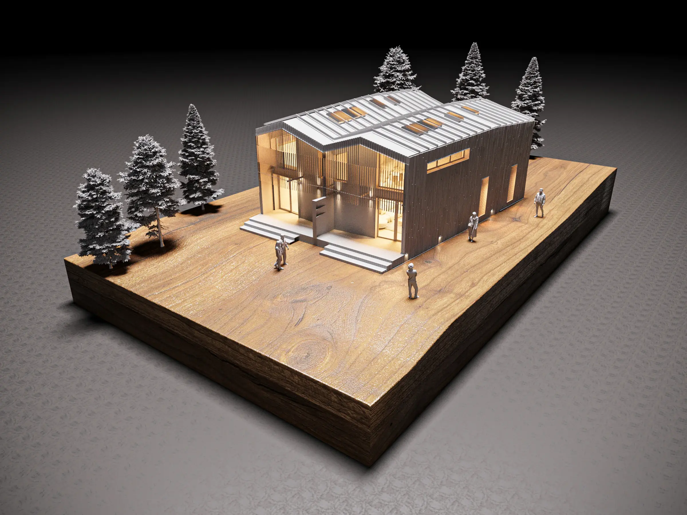 Zadný pohľad na architektonický model duplexu Ondrášová