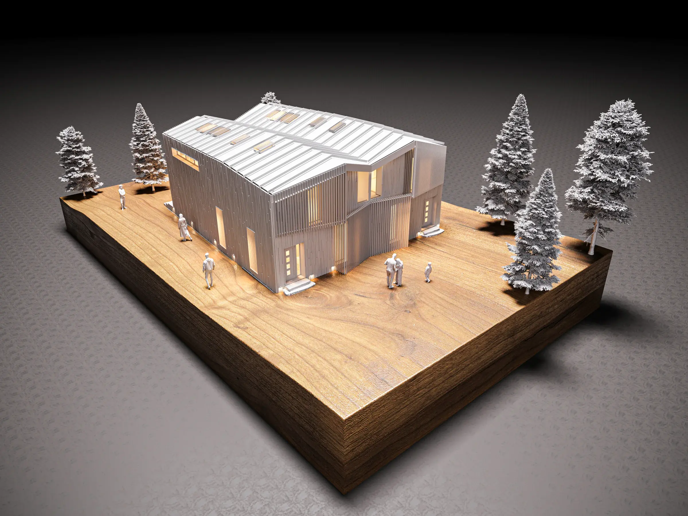 Predný pohľad na architektonický model duplexu Ondrášová